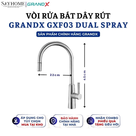 Vòi rửa chén GRANDX GXF03 DUAL SPRAY - Hàng chính hãng