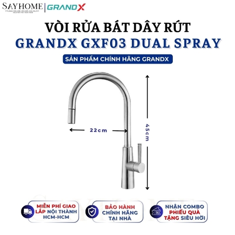 Vòi rửa chén GRANDX GXF03 DUAL SPRAY - Hàng chính hãng