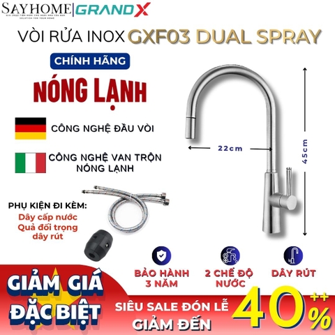 Vòi rửa chén GRANDX GXF03 DUAL SPRAY - Hàng chính hãng