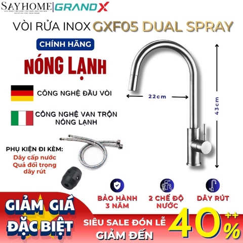 Vòi rửa chén GRANDX GXF05 DUAL SPRAY - Hàng chính hãng