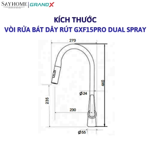 Vòi rửa chén GRANDX GXF15Pro DUAL SPRAY tại thành phố Hồ Chí Minh