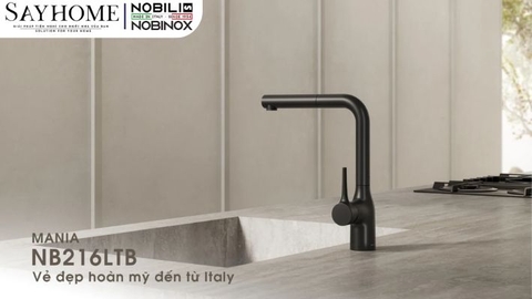 Vòi rửa chén NOBILI MANIA NB216LTB dây rút 1 chế độ - Hàng chính hãng