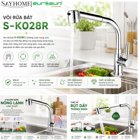Vòi rửa chén bát EUROSUN S-K028R - Chính hãng