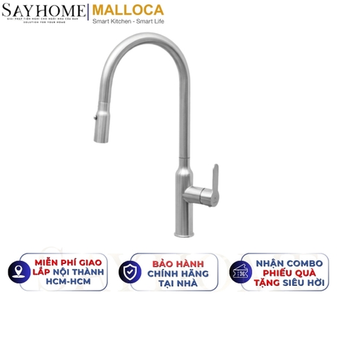 Vòi rửa chén inox MALLOCA K046-SS dây rút - Hàng chính hãng