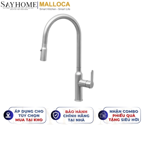 Vòi rửa chén inox MALLOCA K046-SS dây rút - Hàng chính hãng