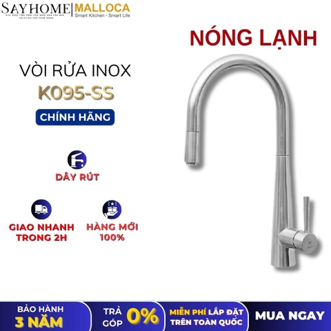 Vòi rửa chén inox MALLOCA K095-SS dây rút - Hàng chính hãng