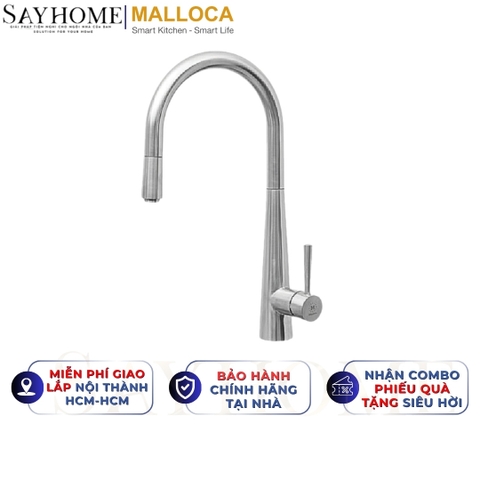 Vòi rửa chén inox MALLOCA K095-SS dây rút - Hàng chính hãng