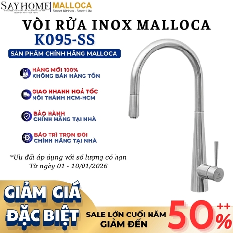 Vòi rửa chén inox MALLOCA K095-SS dây rút - Hàng chính hãng