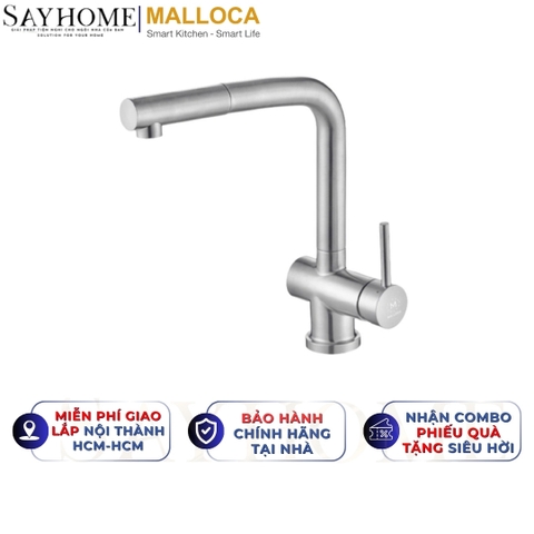 Vòi rửa chén inox MALLOCA K103-SS dây rút - Hàng chính hãng