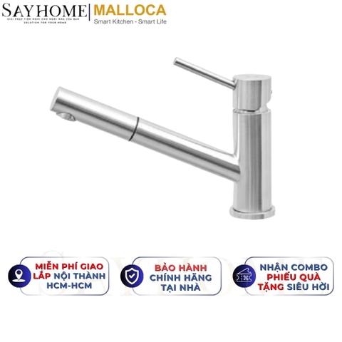 Vòi rửa chén inox MALLOCA K110-SS dây rút - Hàng chính hãng