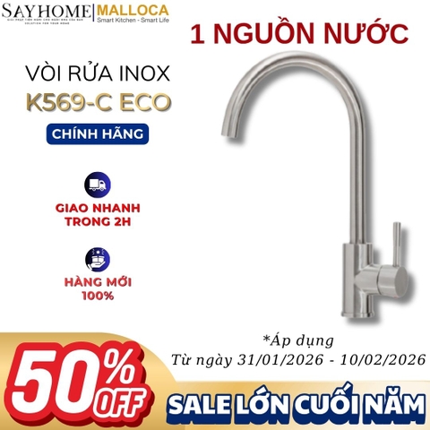 Vòi rửa chén inox MALLOCA K569-C ECO một nguồn nước - Hàng chính hãng