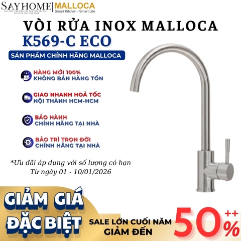 Vòi rửa chén inox MALLOCA K569-C ECO một nguồn nước - Hàng chính hãng
