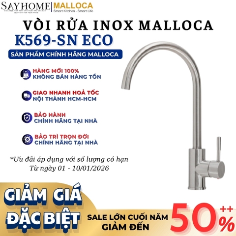Vòi rửa chén inox Malloca K569-SN ECO - Hàng chính hãng