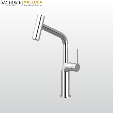 Vòi rửa chén MALLOCA K2206-CR dây rút mạ Chrome 2 nguồn nóng, lạnh - Hàng chính hãng