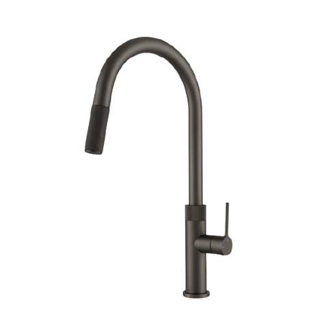 Vòi rửa chén MALLOCA K1090BS đồng thau mạ PVD TITAN dây rút - Hàng chính hãng