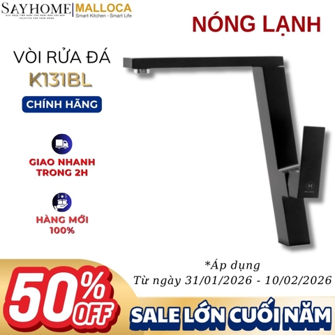 Vòi rửa chén MALLOCA K131BL đồng thau sơn giả đá màu đen - Hàng chính hãng