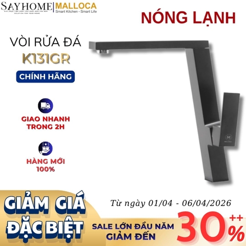 Vòi rửa chén MALLOCA K131GR đồng thau sơn giả đá màu xám - Hàng chính hãng