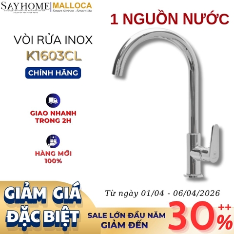 Vòi rửa chén MALLOCA K1603CL mạ Chrome - Hàng chính hãng