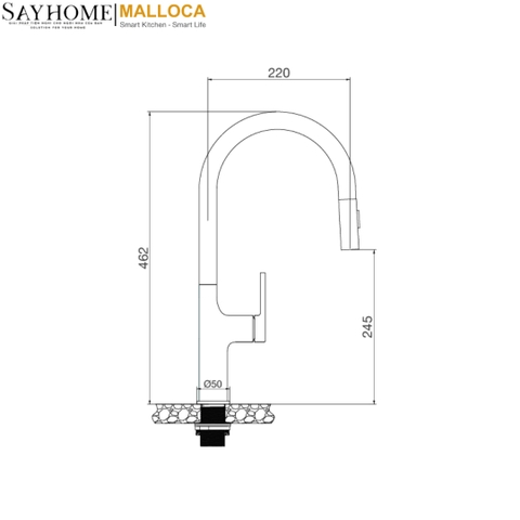 Vòi rửa chén MALLOCA K1726-SS dây rút 2 nguồn nóng, lạnh inox 304 - Hàng chính hãng