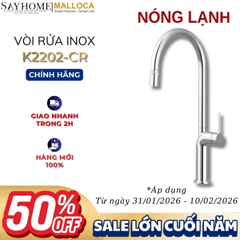 Vòi rửa chén MALLOCA K2202-CR mạ Chrome 2 nguồn nóng, lạnh - Hàng chính hãng