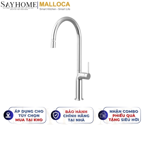 Vòi rửa chén MALLOCA K2202-CR mạ Chrome 2 nguồn nóng, lạnh - Hàng chính hãng