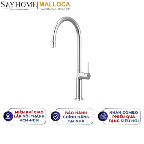 Vòi rửa chén MALLOCA K2202-CR mạ Chrome 2 nguồn nóng, lạnh - Hàng chính hãng