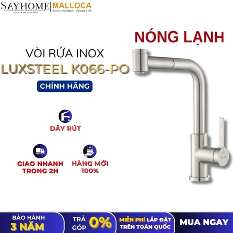 Vòi rửa chén MALLOCA LuxSteel K066-PO dây rút - Hàng chính hãng