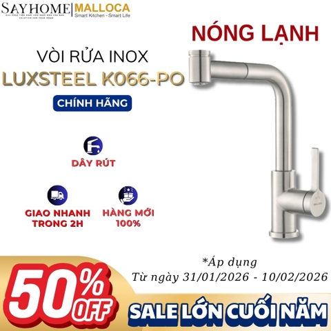 Vòi rửa chén MALLOCA LuxSteel K066-PO dây rút - Hàng chính hãng
