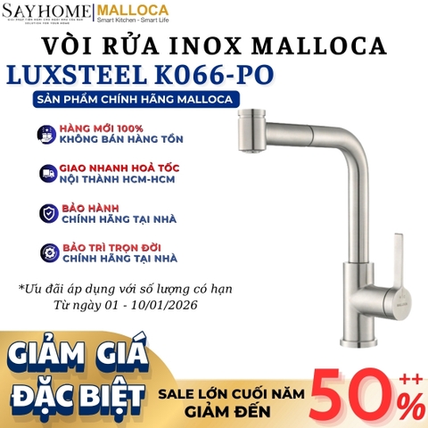 Vòi rửa chén MALLOCA LuxSteel K066-PO dây rút - Hàng chính hãng