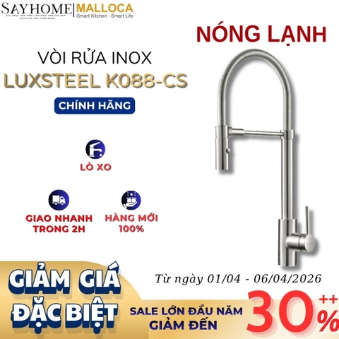 Vòi rửa chén MALLOCA LuxSteel K088-CS dây lò xo - Hàng chính hãng