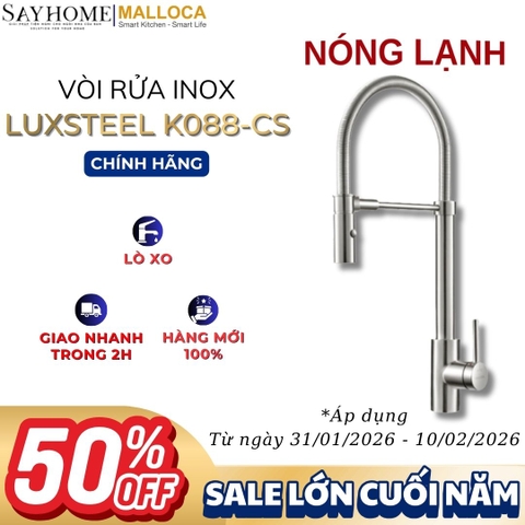 Vòi rửa chén MALLOCA LuxSteel K088-CS dây lò xo - Hàng chính hãng