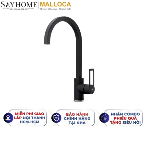 Vòi rửa chén MALLOCA MF-040 đồng thau sơn giả đá màu đen - Hàng chính hãng