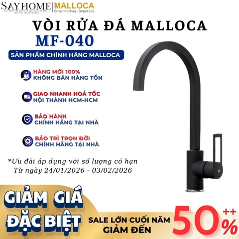 Vòi rửa chén MALLOCA MF-040 đồng thau sơn giả đá màu đen - Hàng chính hãng