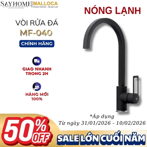 Vòi rửa chén MALLOCA MF-040 đồng thau sơn giả đá màu đen - Hàng chính hãng