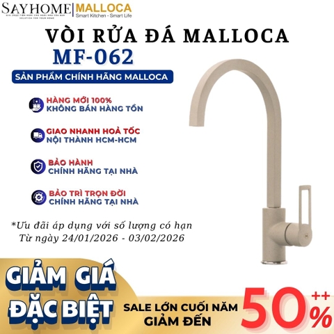 Vòi rửa chén MALLOCA MF-062 đồng thau sơn giả đá màu kem - Hàng chính hãng