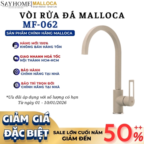 Vòi rửa chén MALLOCA MF-062 đồng thau sơn giả đá màu kem - Hàng chính hãng