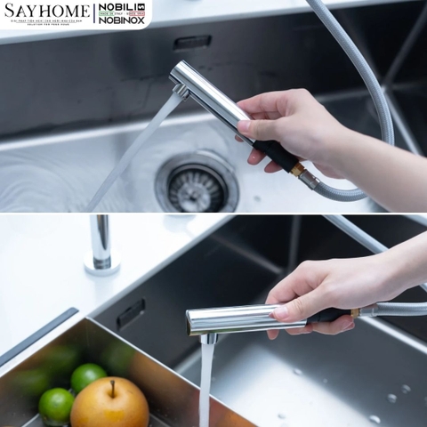 Vòi rửa chén NOBILI TABLE NB242 dây rút 2 chế độ - Hàng chính hãng