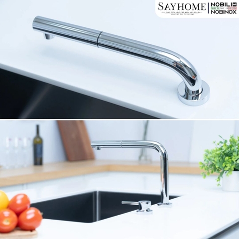 Vòi rửa chén NOBILI TABLE NB242 dây rút 2 chế độ - Hàng chính hãng