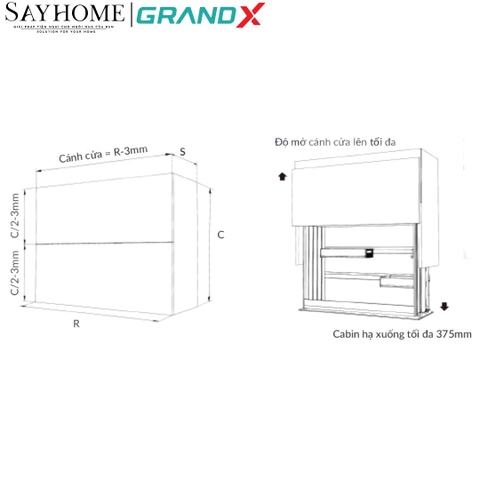 Giá bát đĩa nâng hạ GrandX  XL.80ET/90ET - Luxury titanium điện thông minh - Hàng chính hãng