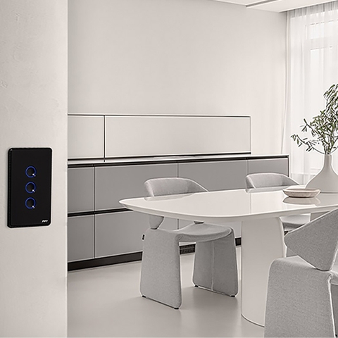 Công tắc cảm ứng nhà thông minh FPT Smart Home Athena chữ nhật màu đen 3 nút
