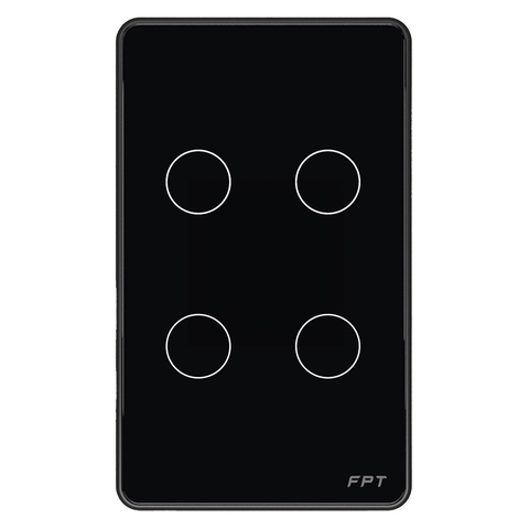 Công tắc cảm ứng nhà thông minh FPT Smart Home Athena chữ nhật màu đen 4 nút