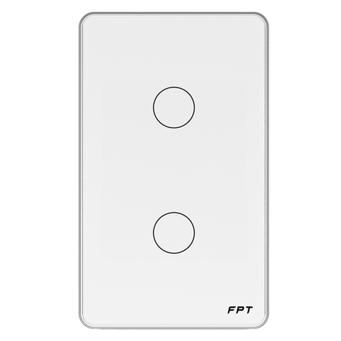 Công tắc cảm ứng nhà thông minh FPT Smart Home Athena chữ nhật màu trắng 2 nút