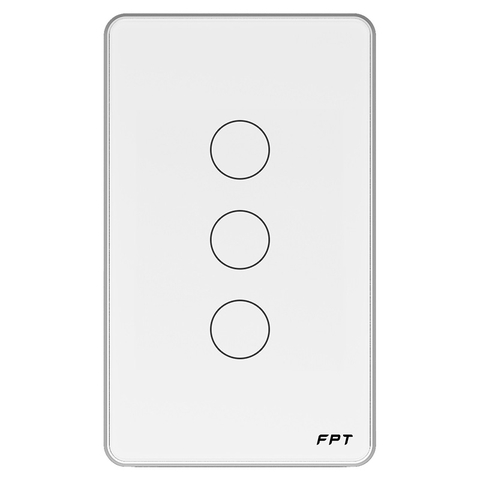 Công tắc cảm ứng nhà thông minh FPT Smart Home Athena chữ nhật màu trắng 3 nút