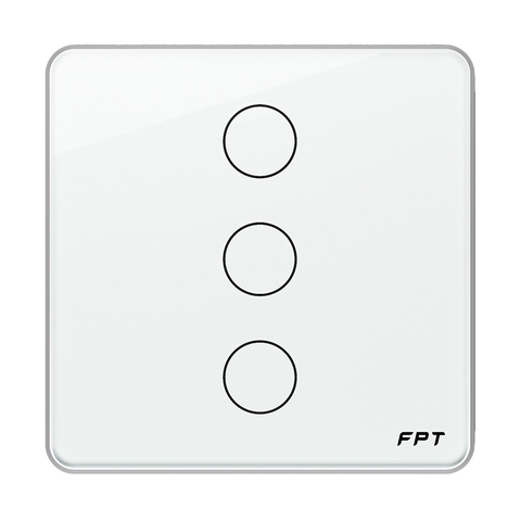 Công tắc cảm ứng nhà thông minh FPT Smart Home Athena vuông màu trắng 3 nút