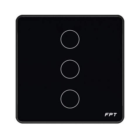Công tắc cảm ứng nhà thông minh FPT Smart Home Athena vuông màu đen 3 nút