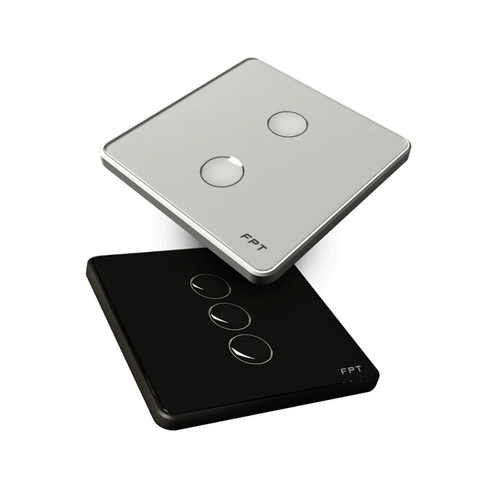 Công tắc cảm ứng nhà thông minh FPT Smart Home Athena vuông màu đen 3 nút