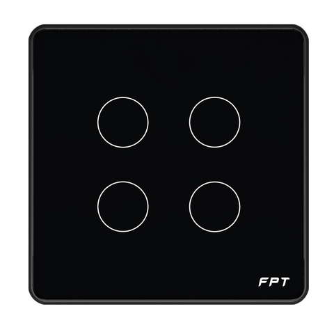 Công tắc cảm ứng nhà thông minh FPT Smart Home Athena vuông màu đen 4 nút