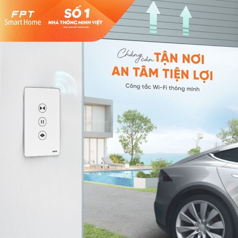 Công tắc cửa cổng, cửa cuốn nhà thông minh Athena chữ nhật màu đen