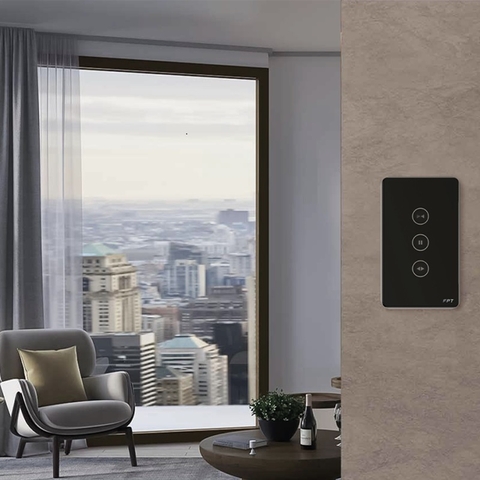 Công tắc điều khiển rèm cửa nhà thông minh FPT chữ nhật màu đen Bluetooth