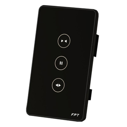 Công tắc điều khiển rèm cửa nhà thông minh FPT chữ nhật màu đen Zigbee